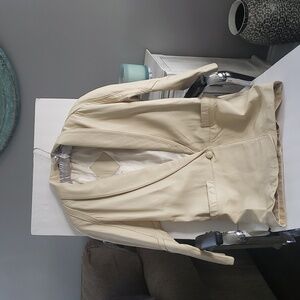Cream Genuine Leather Coat